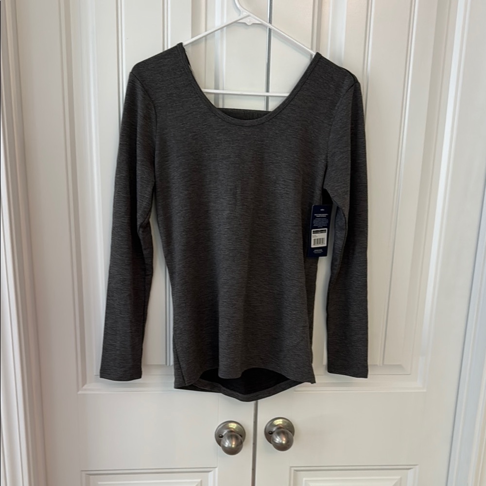 Marika Gray Top with Straight Sleeves